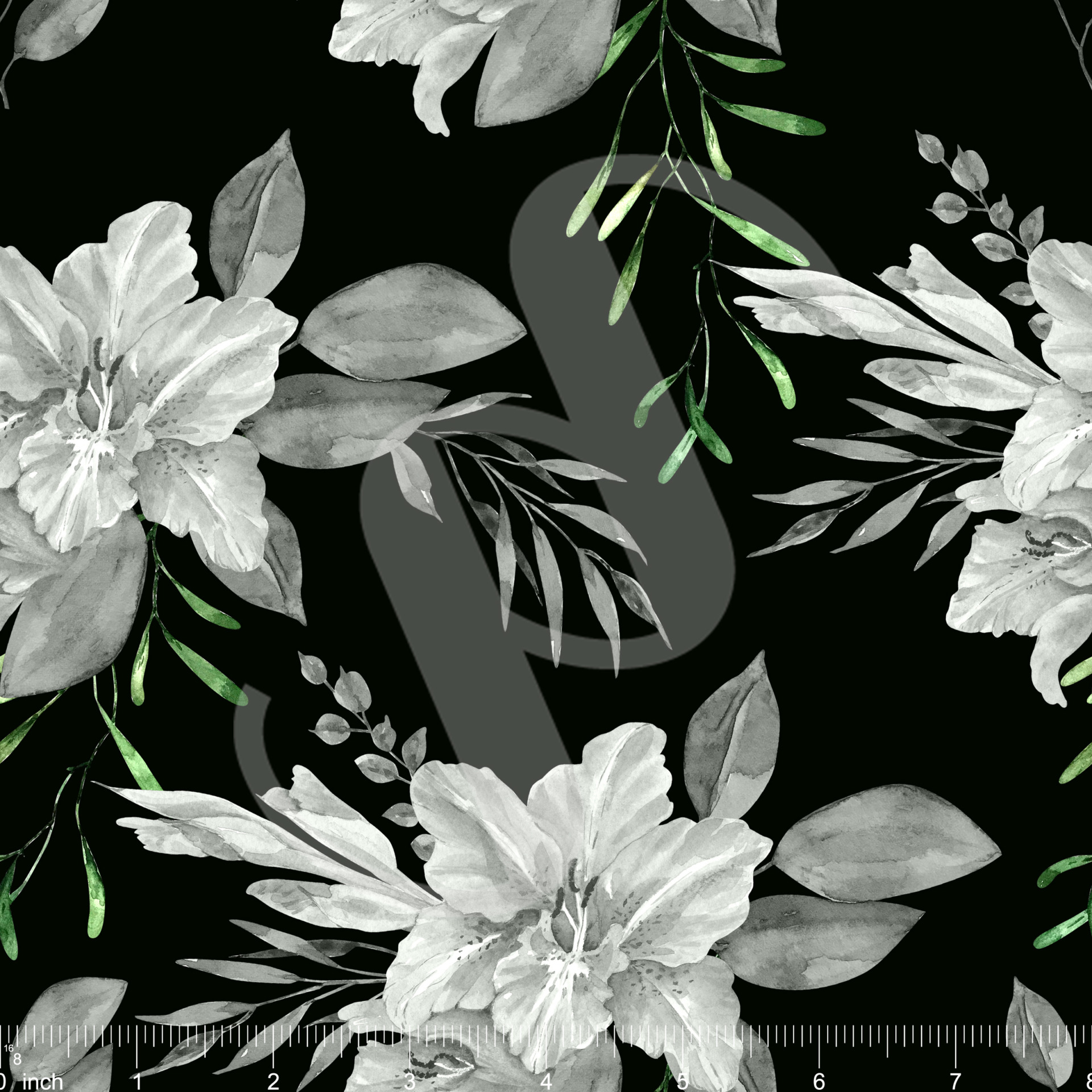 pattern with monochrome bouquets on a dark background close-up,
